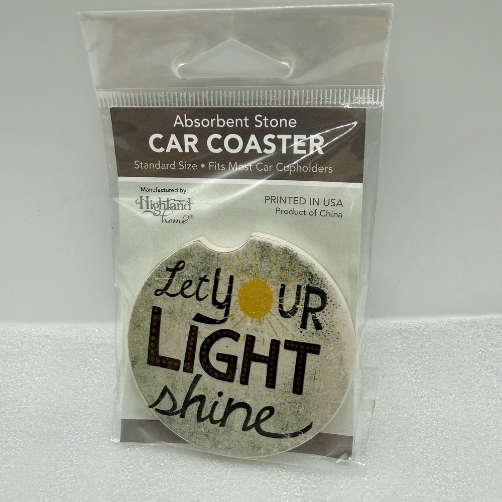 Highland Home Absorbent Stone Car Coaster Let Your Light Shine